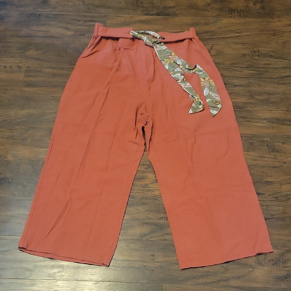 Roolee Terracotta Pants with Textured Detail